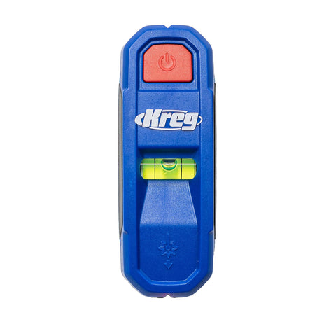 Kreg KMM1000LZ Laser-Mark projection shows exact stud location for precise mounting.