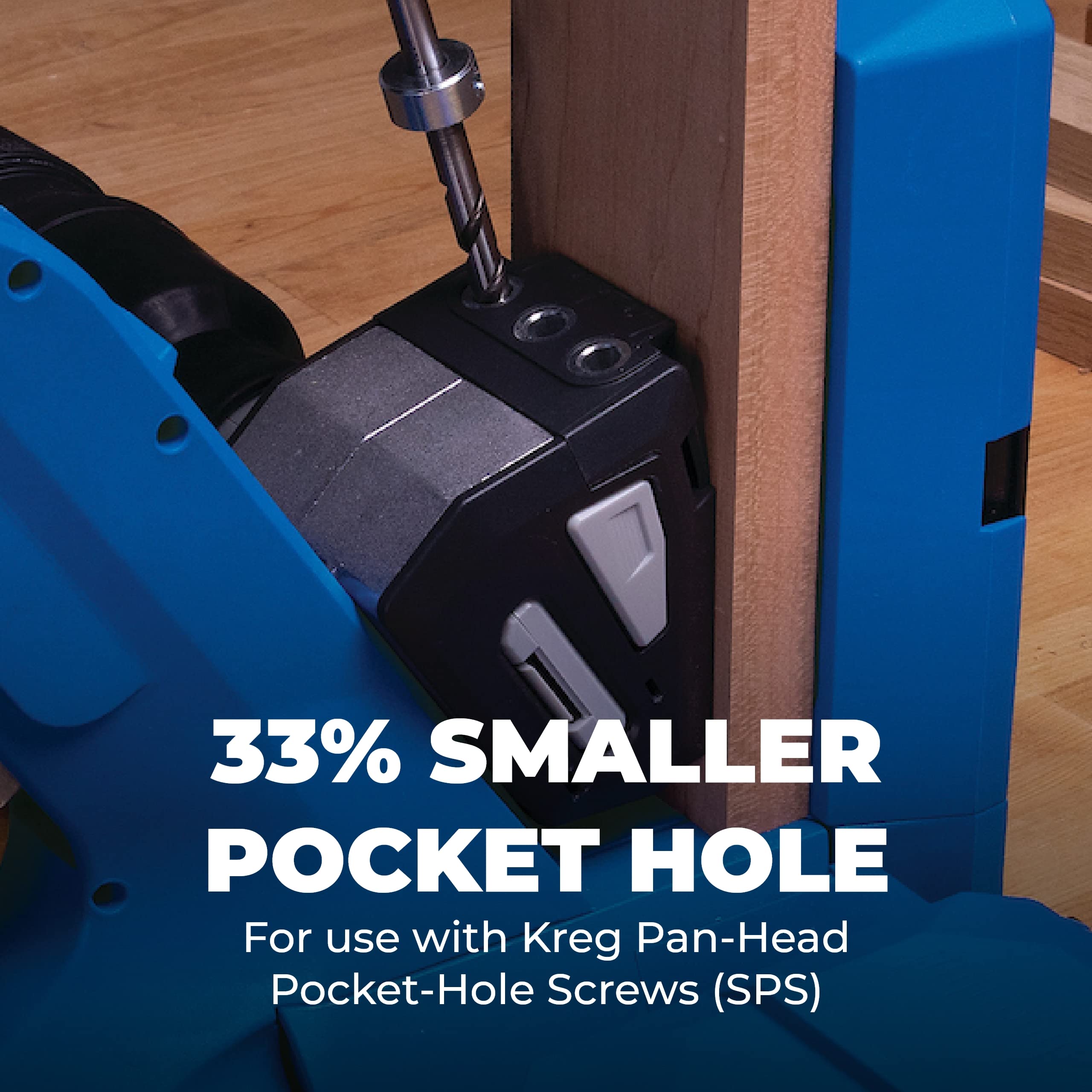 Kreg KPHA730 in use enabling micro pocket holes in thin stock.