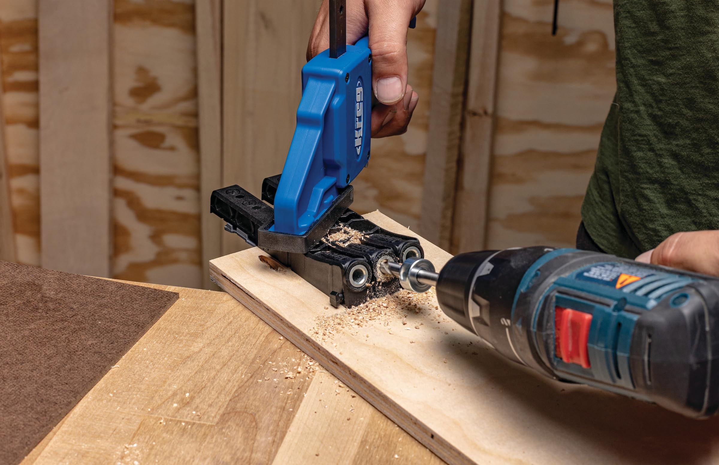 Kreg Micro Drill Guide enables accurate drilling alignment.