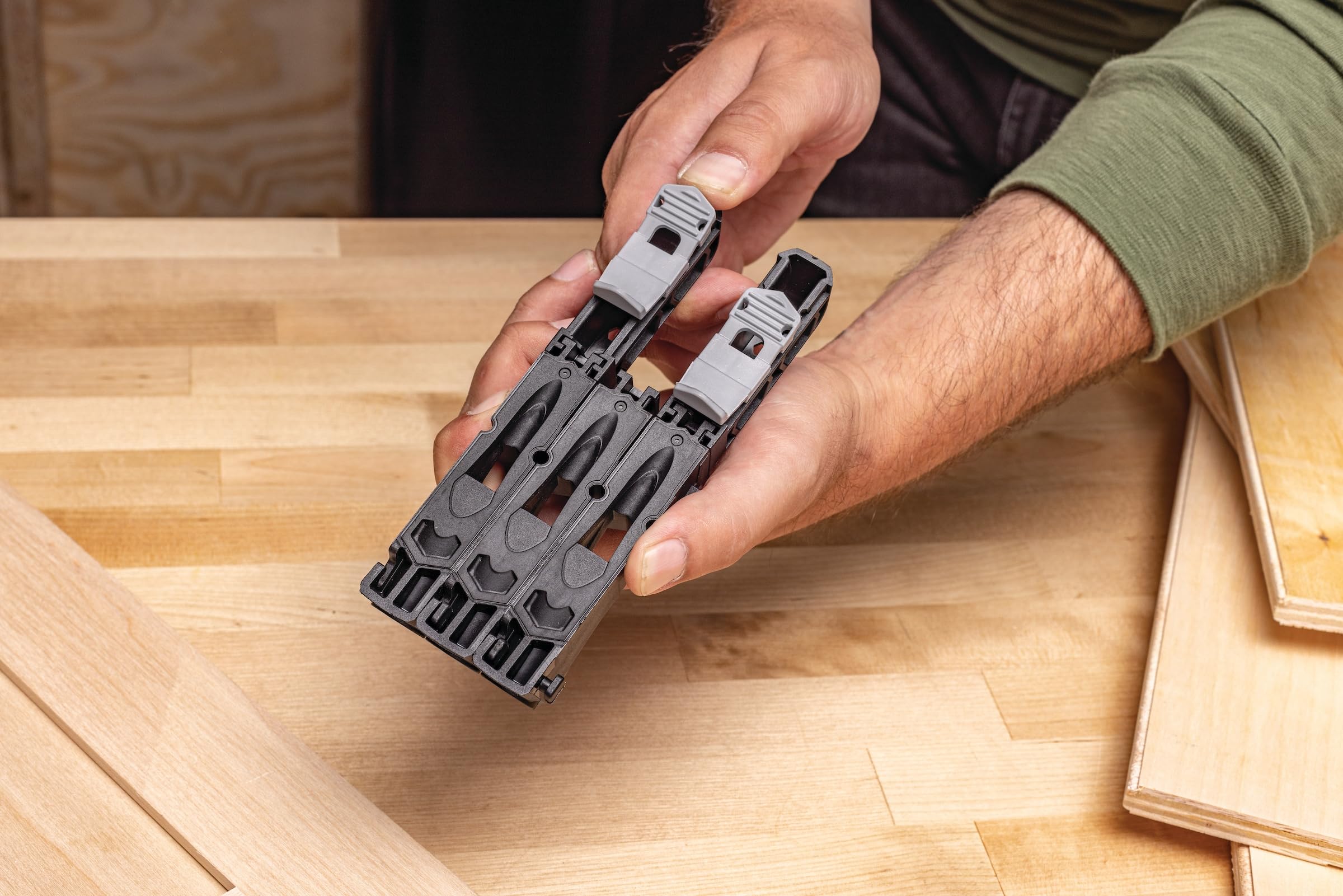 Kreg Micro Jig with GripMaxx anti-slip base stabilizes work.