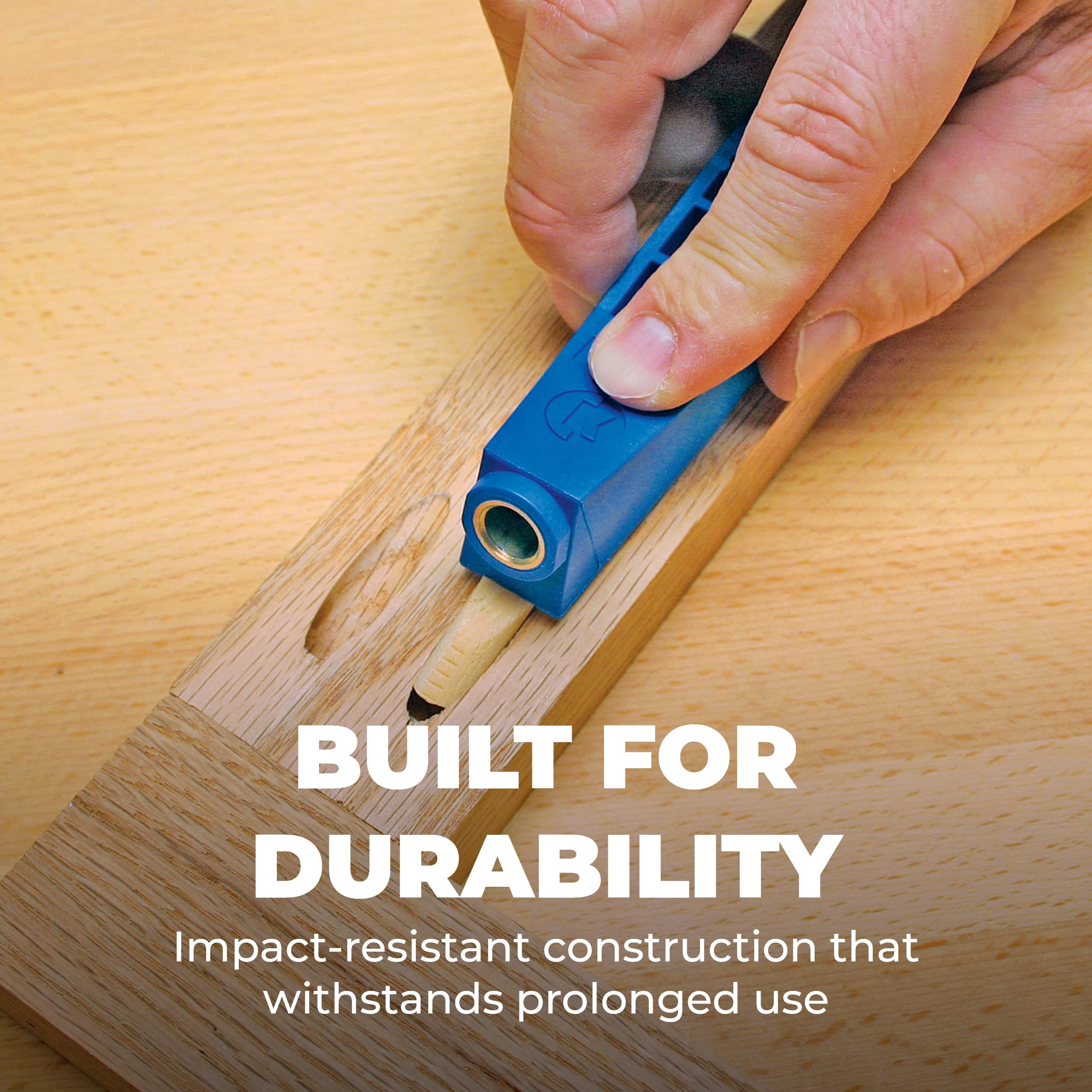 Kreg MKJKIT Mini Jig demonstrates adjustable material thickness range for flexibility.