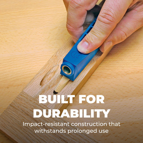 Kreg MKJKIT Mini Jig demonstrates adjustable material thickness range for flexibility.