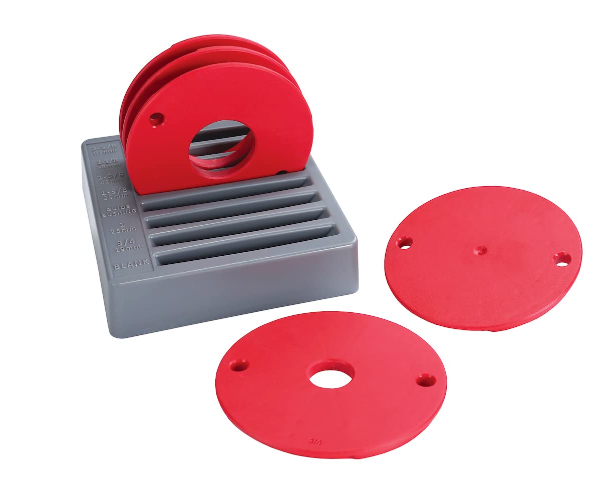 Kreg PRS3050 Twist-Loc Ring Set with five rings for customizable router table openings and zero-clearance options.