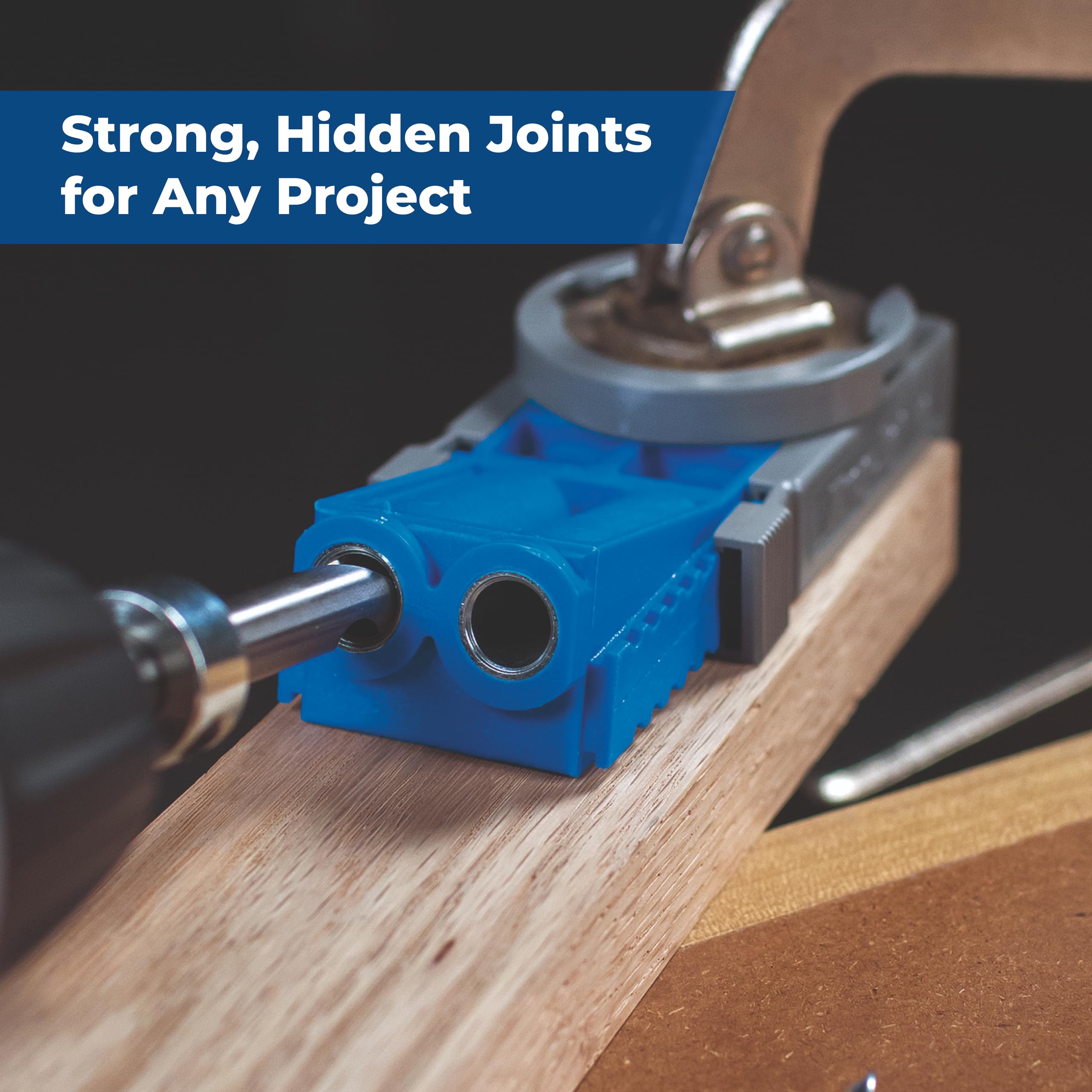 Nine depth settings on sliders for precise pocket holes.