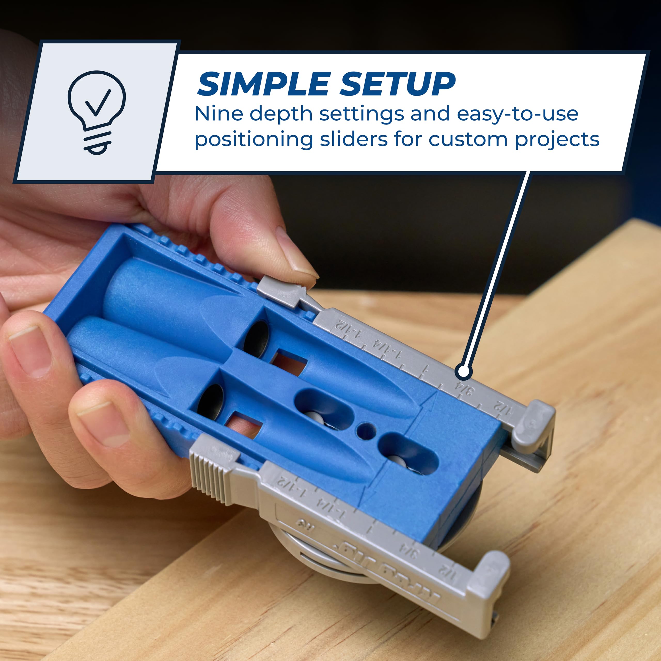 Drill guide with clamps shown in action for strong joints.