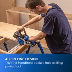 Kreg Rebel one-motion drilling delivers quick pocket-hole creation with precision depth.