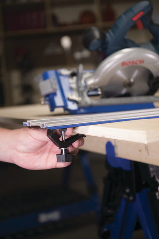 Kreg Track Clamps grip slick-surface sheets like melamine-coated particleboard.