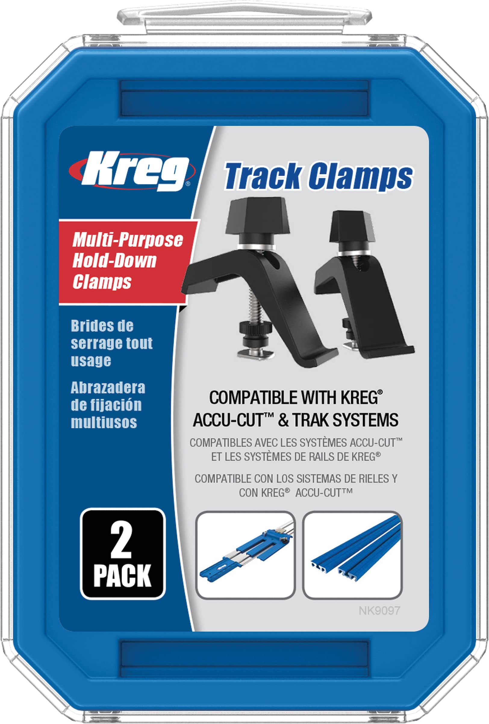 Kreg Track Clamps starting block attachment adds extra holding power during setup.