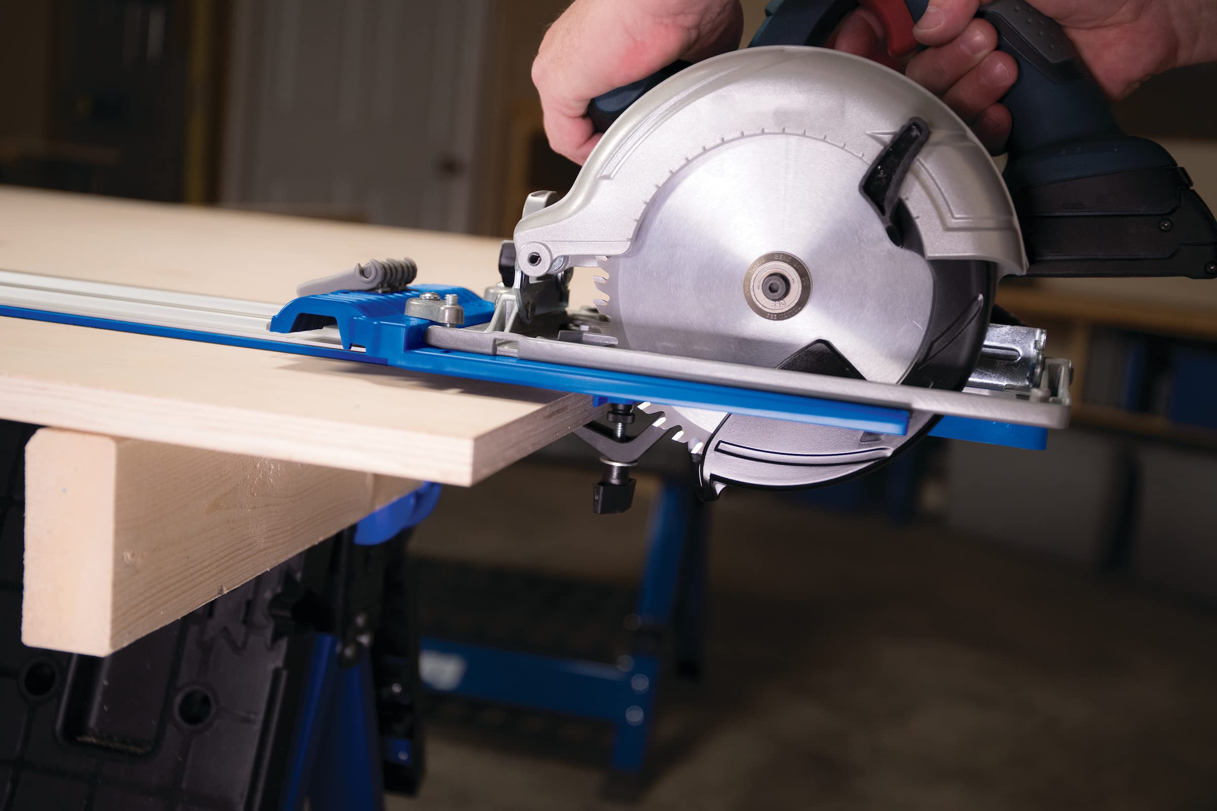 Kreg Track Clamps fit Mini Trak for compact workshop projects.