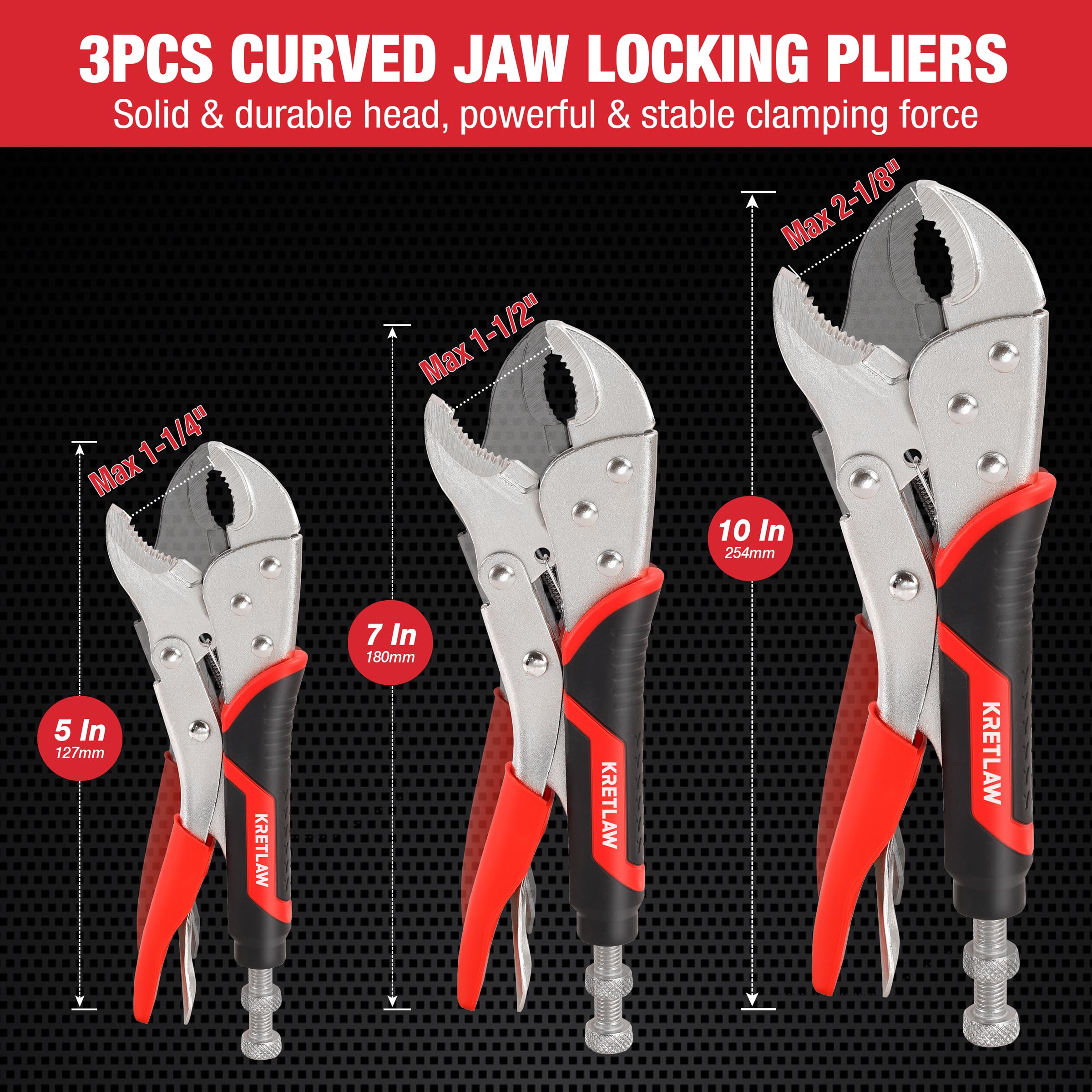 KRETLAW 6-12in long-nose locking pliers grip small components securely