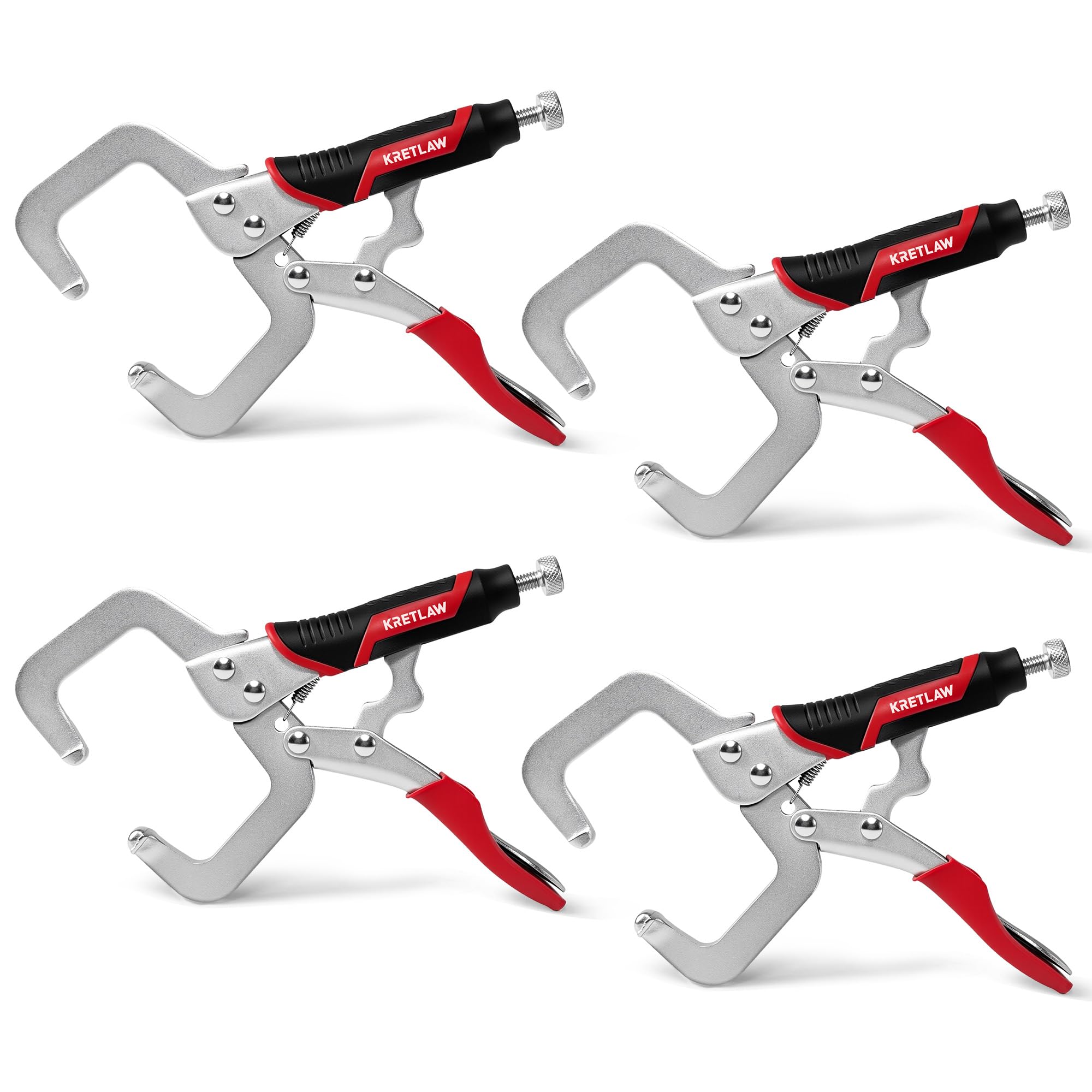 KRETLAW 6-inch clamp nickel finish closeup shows rust-resistant grip for metalworking tasks.