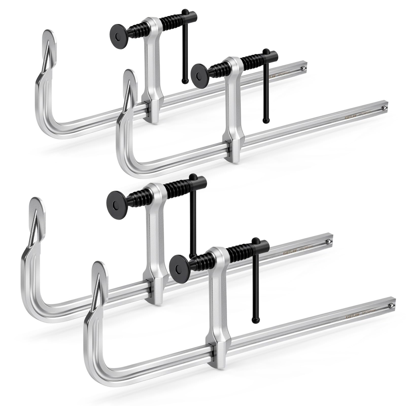 KRETLAW bar clamps 12-inch front view for stable woodworking assemblies.