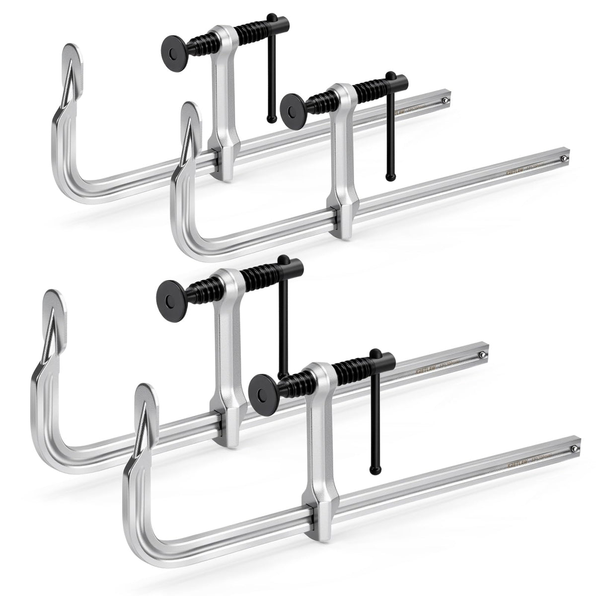 KRETLAW bar clamps 12-inch front view for stable woodworking assemblies.