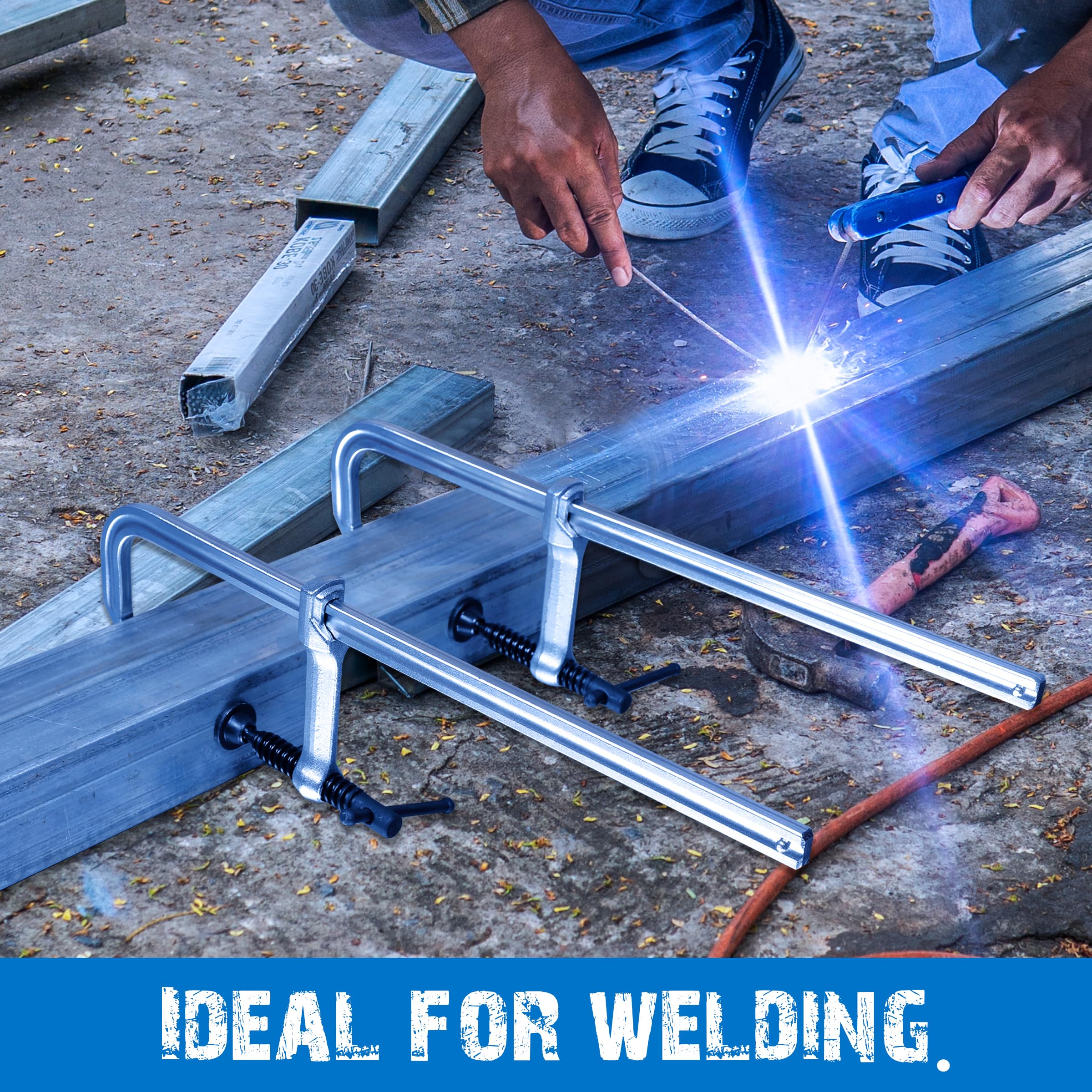 KRETLAW 12-inch reach supports metal welding and woodworking projects.