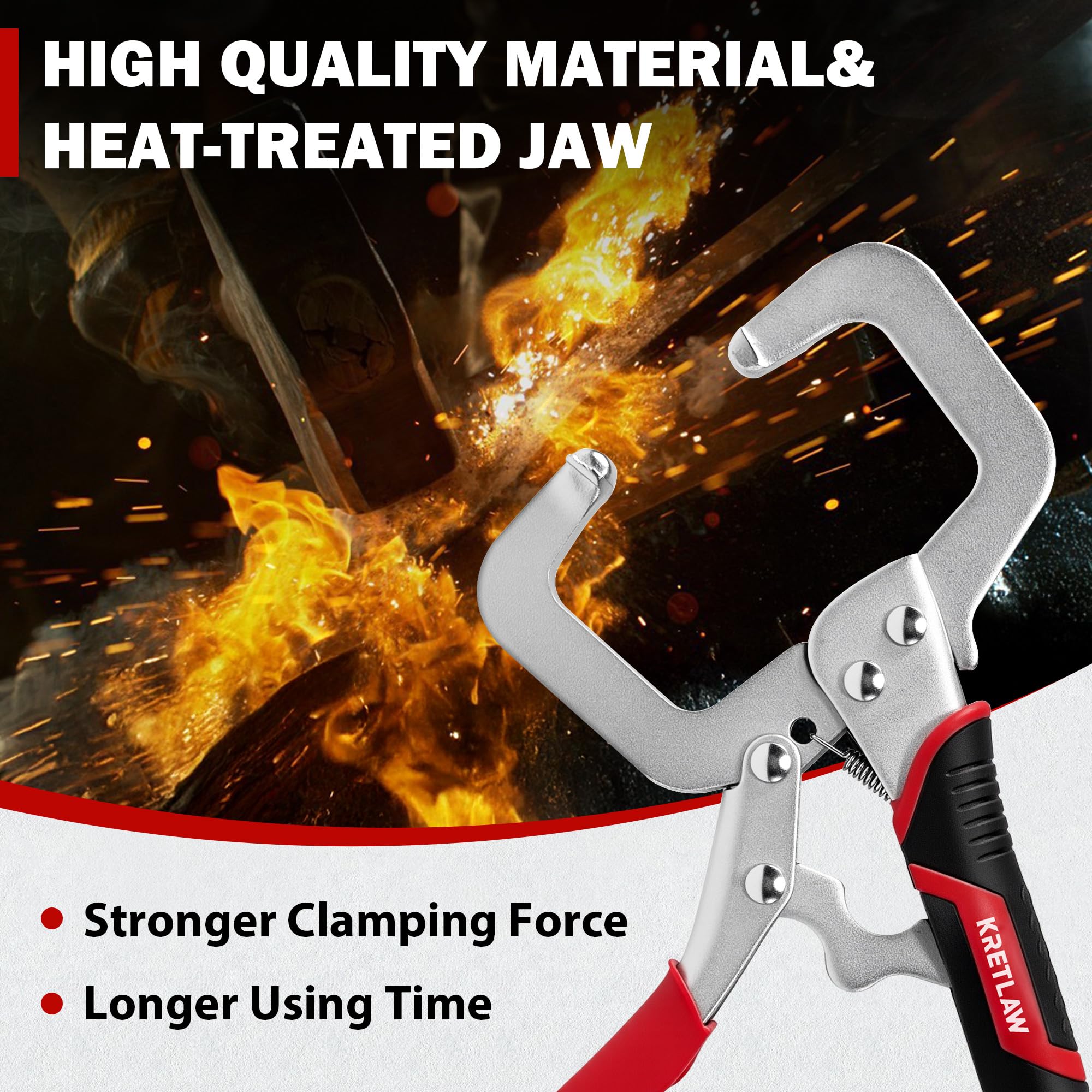 KRETLAW locking clamp trigger-release demonstrates quick one-handed operation.