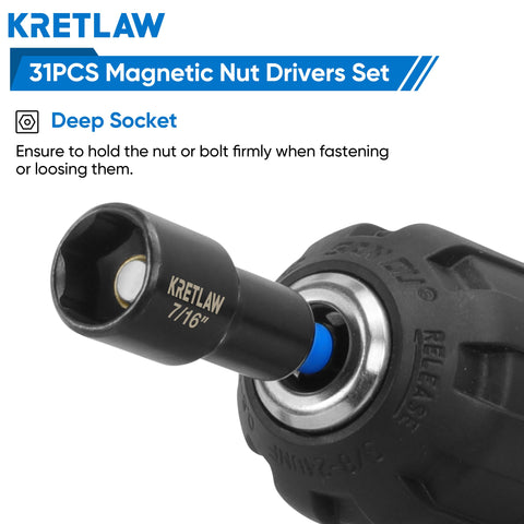 KRETLAW 60mm magnetic bit holder keeps bits within reach.