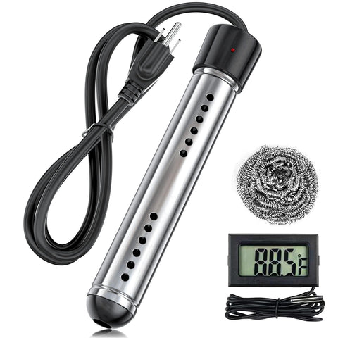 Krikle portable water heater with LCD display showing quick heat status