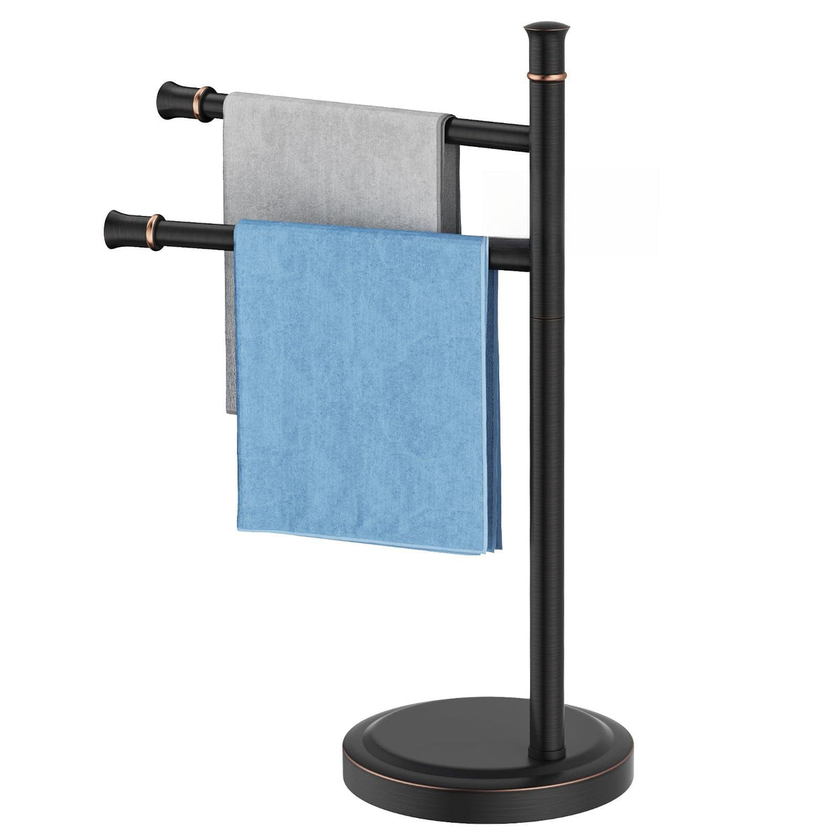 Kroias 16-inch oil rubbed bronze stand towel bar with weighted base for stable bathroom use