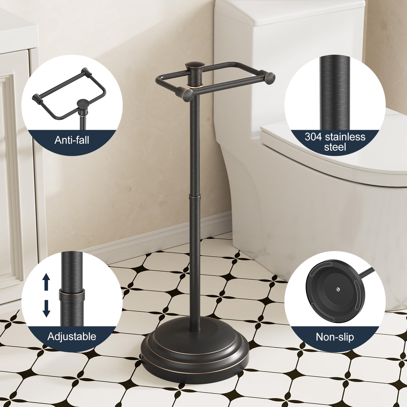 Kroias bathroom tissue holder with 3-4 roll storage for organization