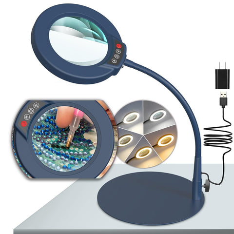 Krstlv 10X magnifying lamp with light and stand for precise close-work in crafts.