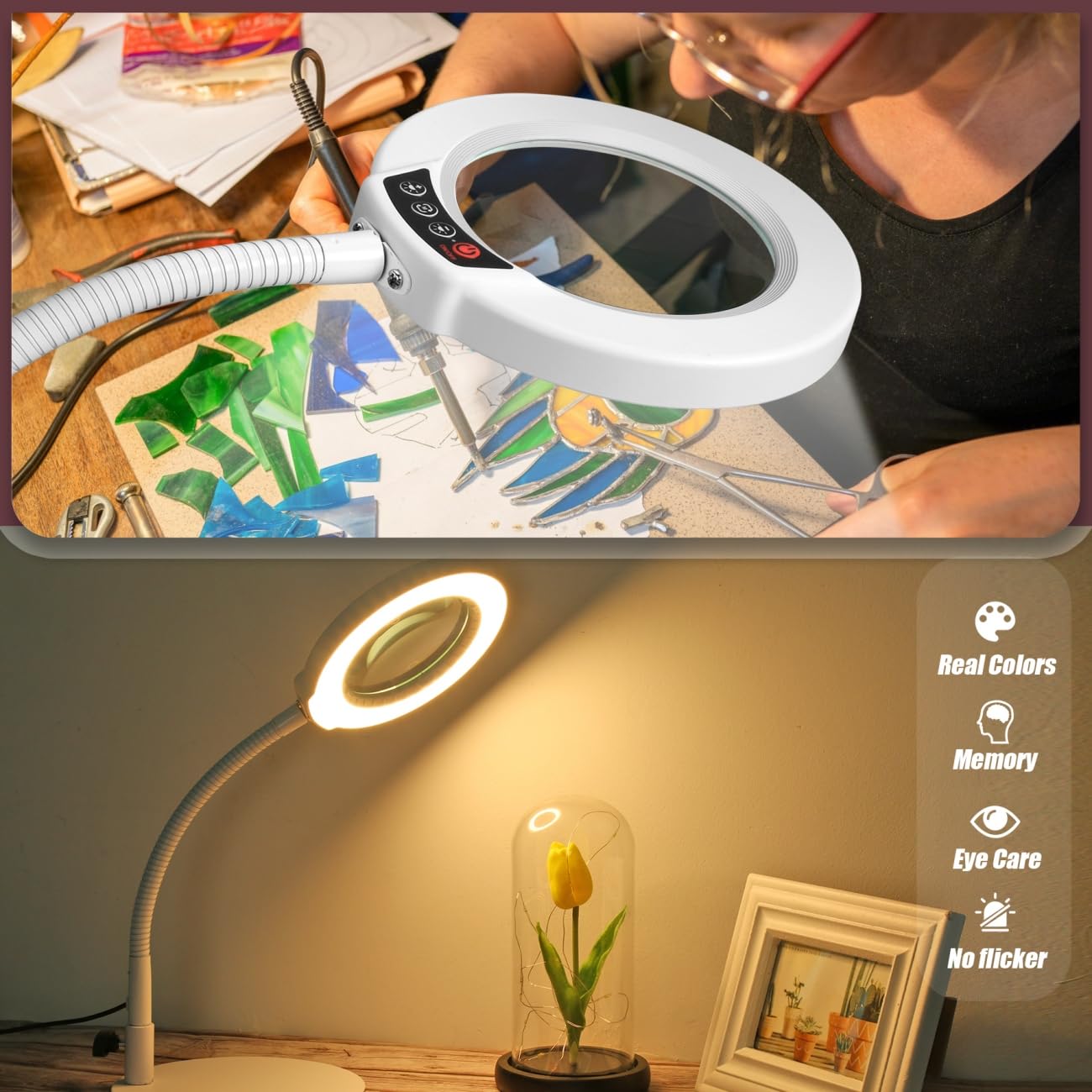 Krstlv 360-degree gooseneck rotates for flexible angles during detail work.