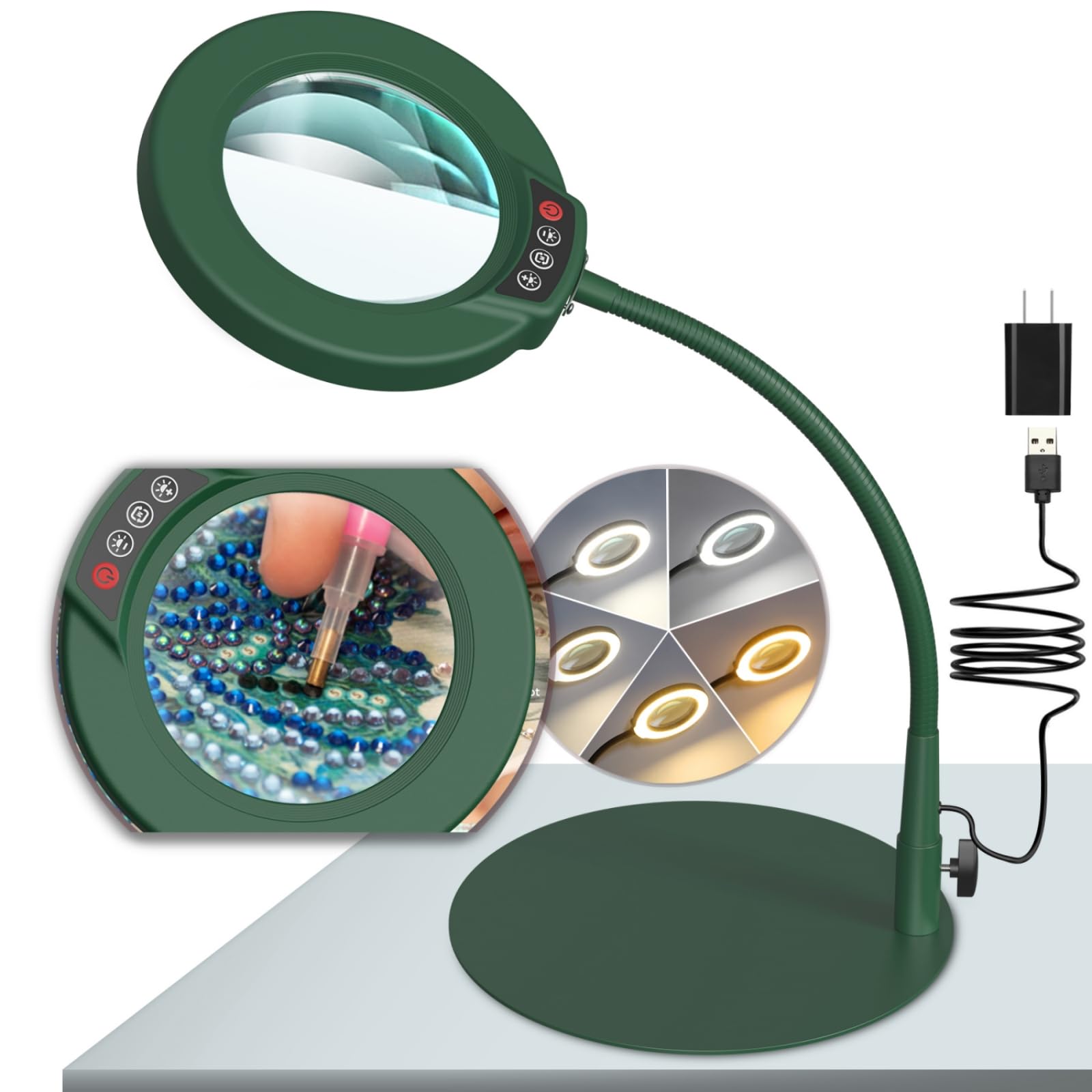 Krstlv base and gooseneck magnifier for stable hands-free close work.