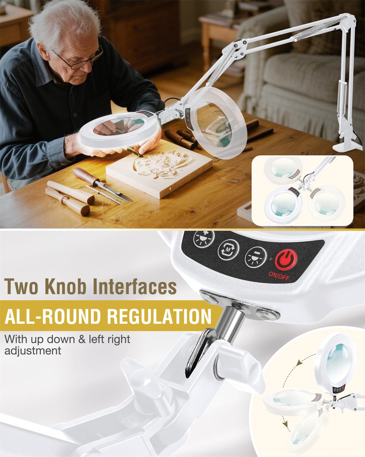 Krstlv metal clamp fits desks up to 2.55 inches for hands-free lighting.