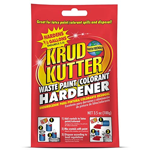 Krud Kutter Liquid Paint Plow shown soaking up a paint spill for easy cleanup.