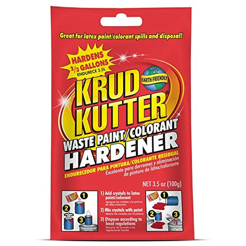 Krud Kutter Liquid Paint Plow shown soaking up a paint spill for easy cleanup.