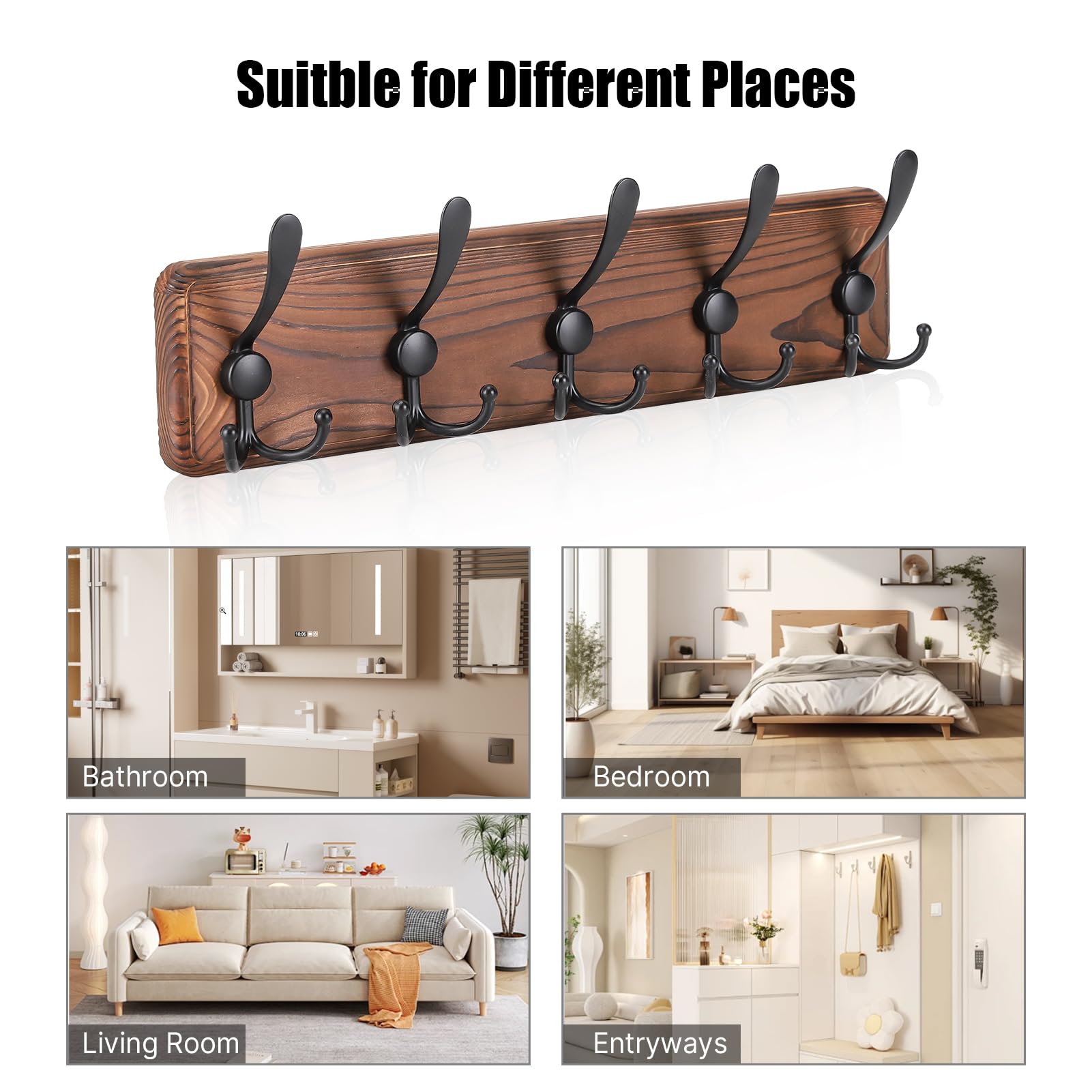 Kruodop rustic coat rack decorates walls while providing sturdy hanging points