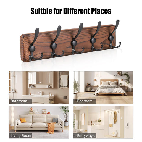 Kruodop rustic coat rack decorates walls while providing sturdy hanging points