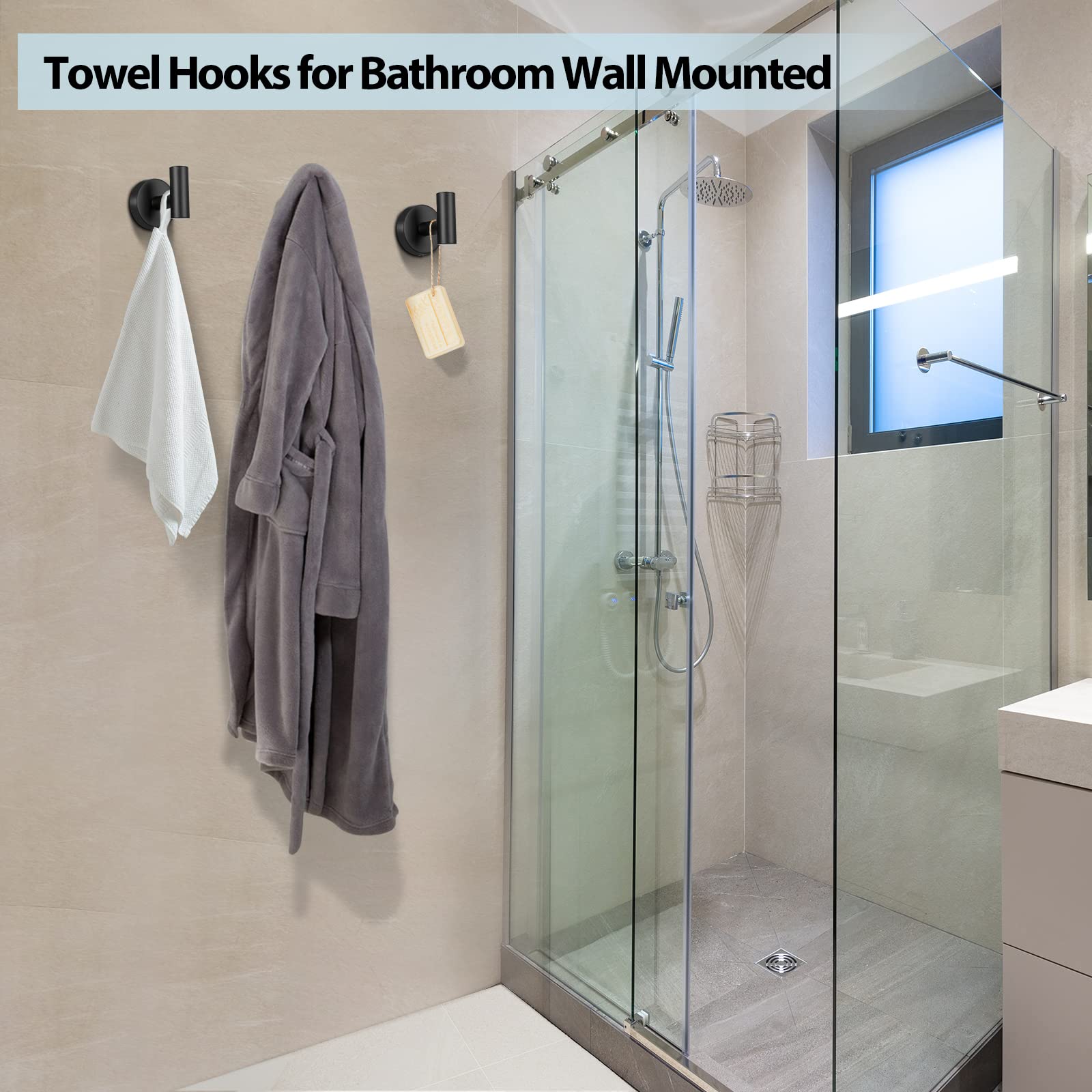 Kruodop towel hooks on bedroom door offering coat or bag support.