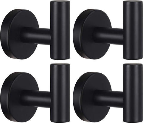 Kruodop towel hooks wall mount in black matte finish, ideal for organized bathroom or kitchen.