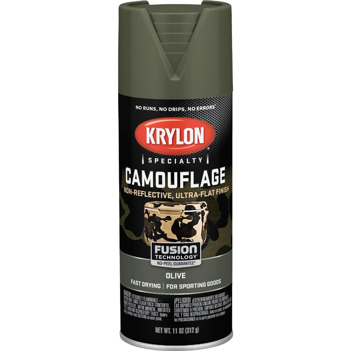 Krylon camouflage olive 11oz spray can for even outdoor camouflage on gear.