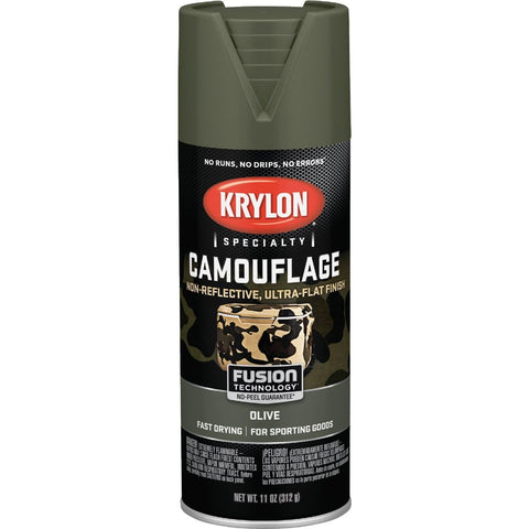 Krylon camouflage olive 11oz spray can for even outdoor camouflage on gear.