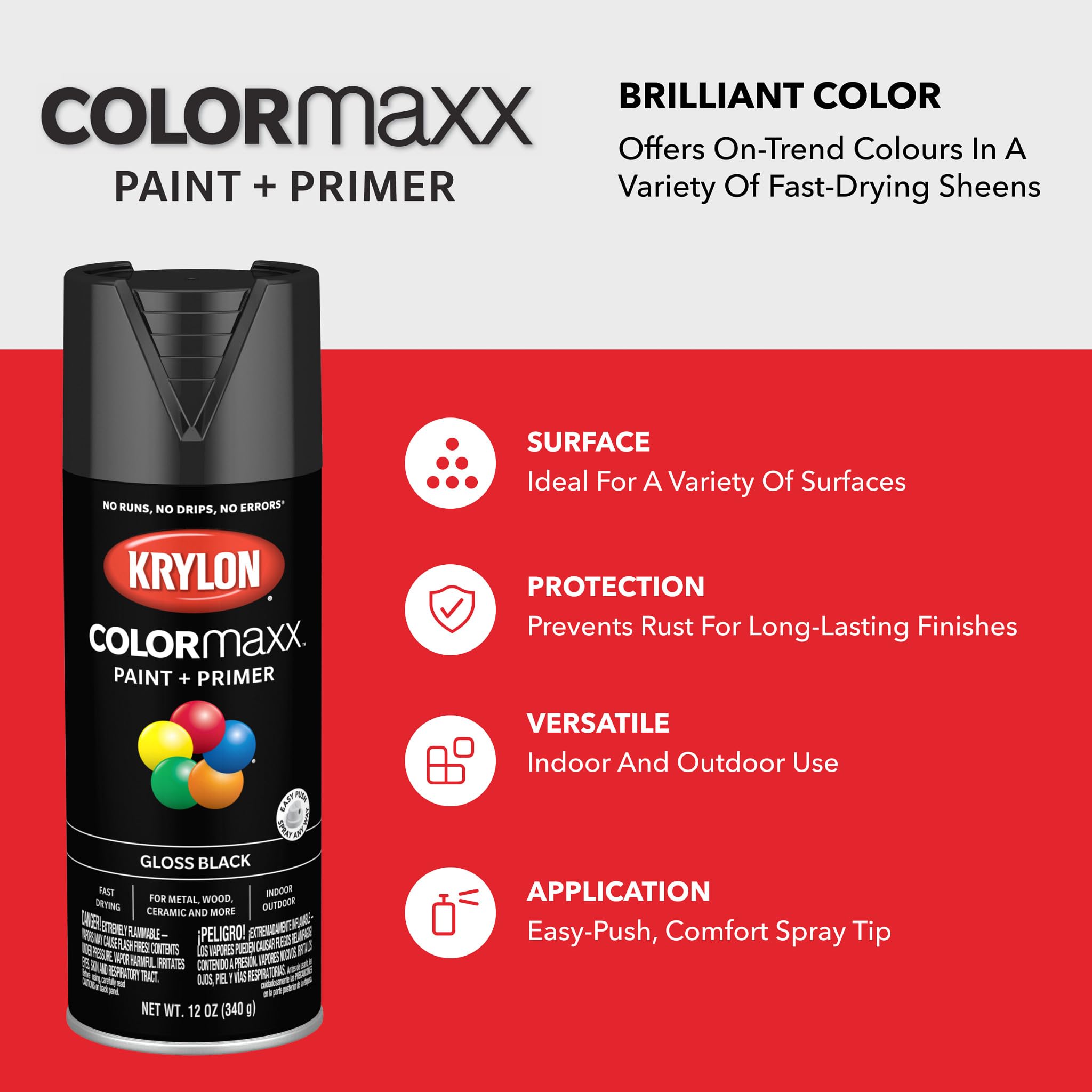 Krylon COLORmaxx indoor-outdoor spray supports furniture refresh and crafts.