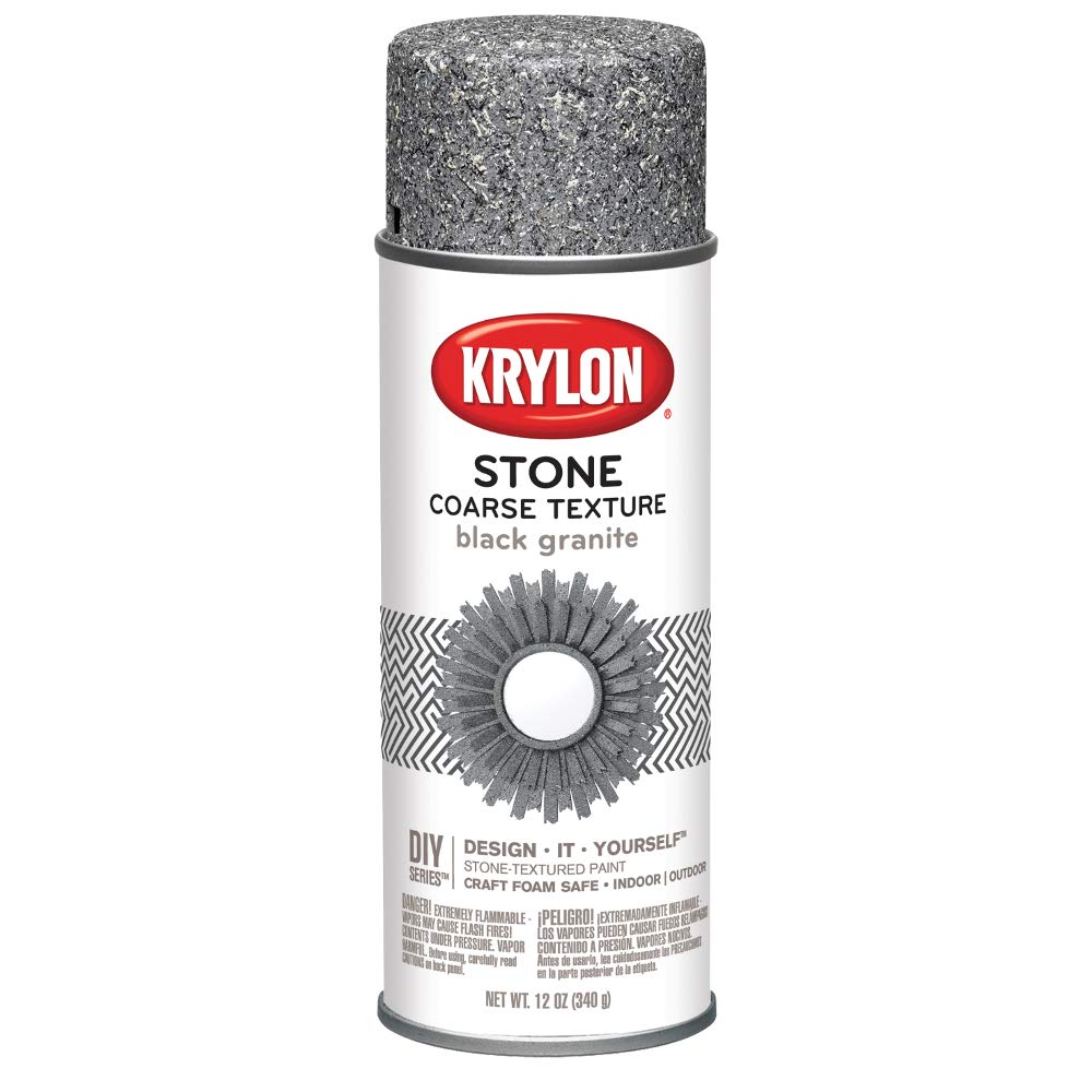 Krylon K18201 coarse stone texture spray paint bottle for a bold black granite look.