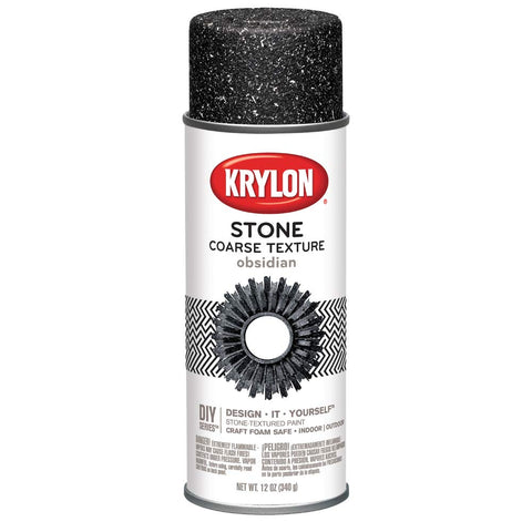 Krylon K18212 Obsidian spray can delivering a coarse stone texture finish for bold décor accents.