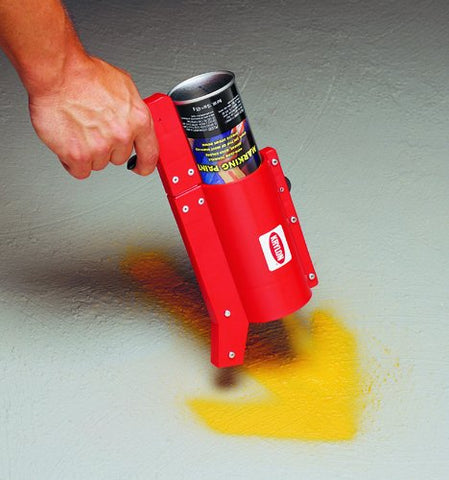 Krylon Quik-Mark Wheeler Wand in use; uniform 1-1.5 inch paint lines produced.