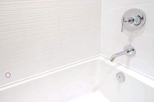 Krylon Tub & Tile Ultra Repair Finish spray shown in action on bathroom tiles.
