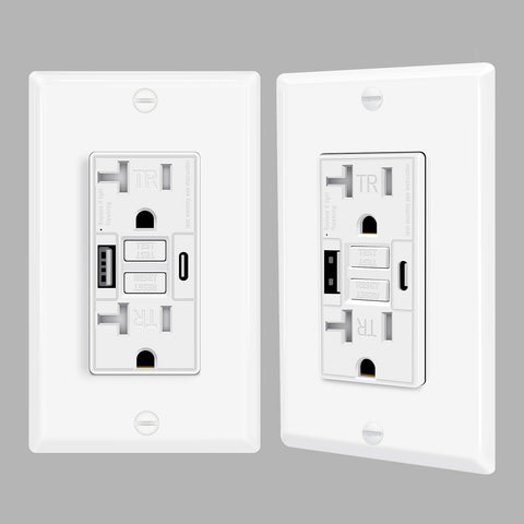 KRYNTO 20A GFCI Outlet with USB Type-A & Type-C Ports – 2 Pack, Self-T ...