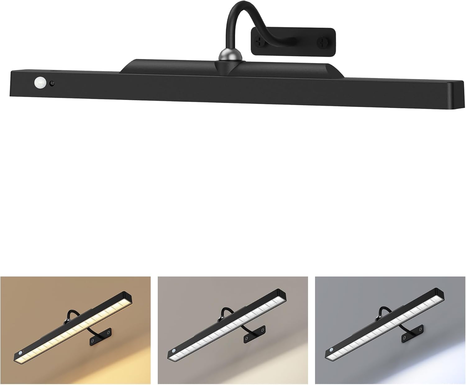Kryoza picture light with motion sensor front view for hands-free wall art illumination