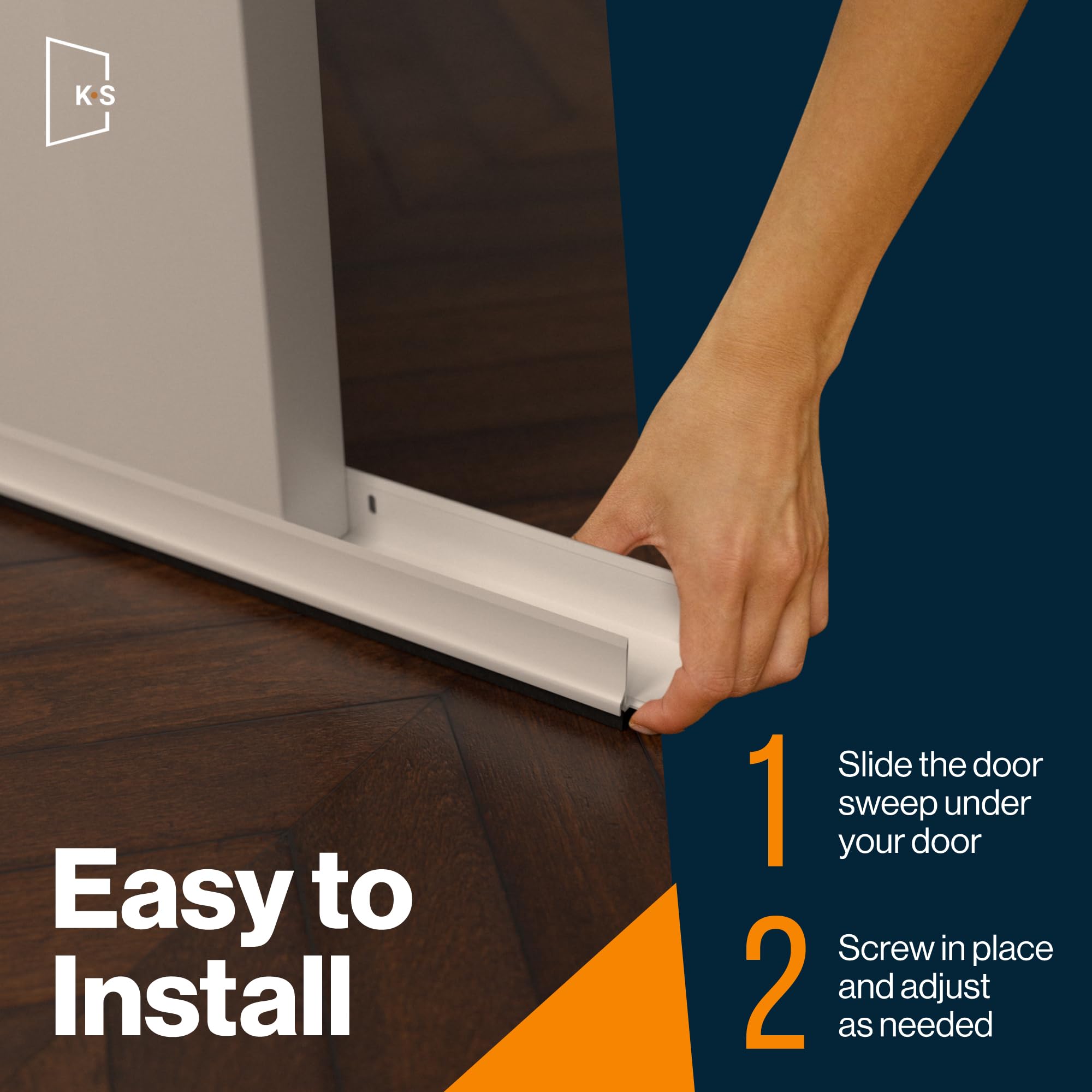 KS Hardware under-door seal minimizes light and air intrusion under the door.