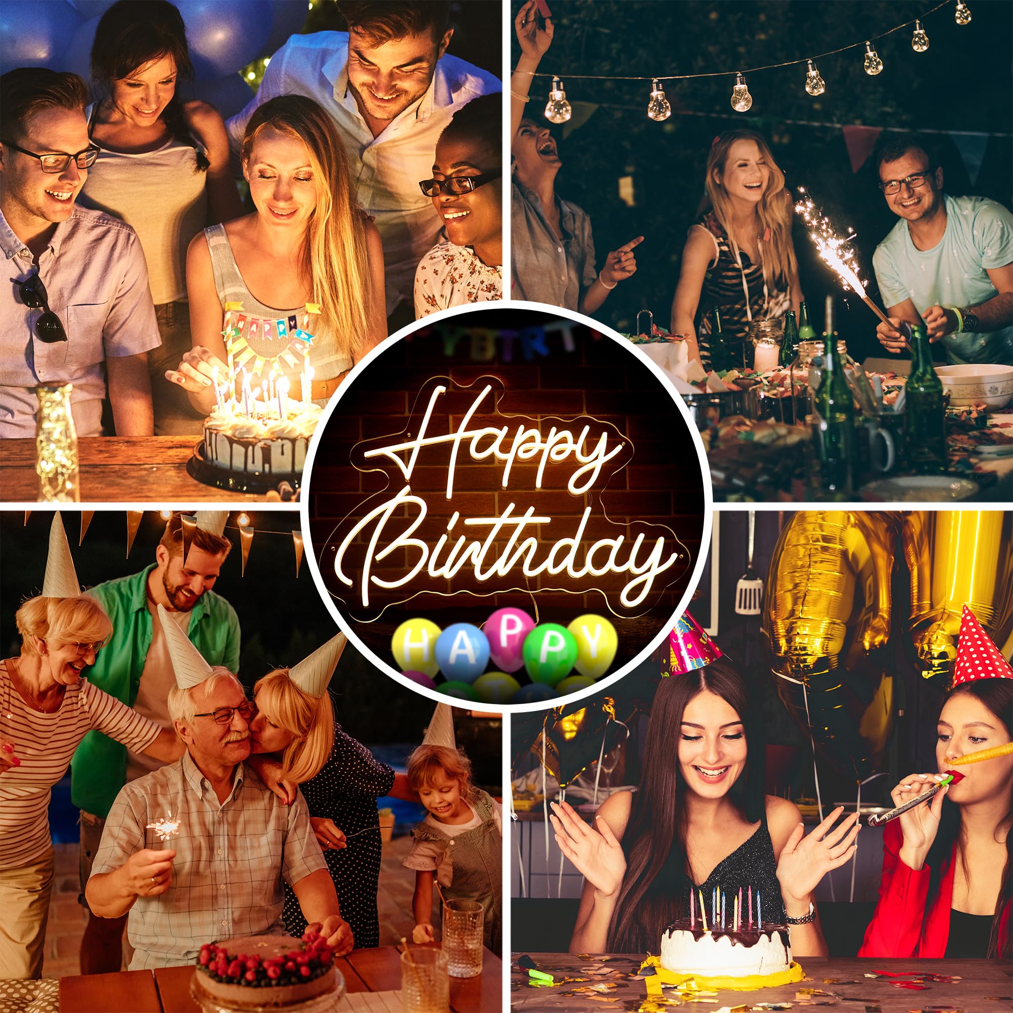KSCKXGG Happy Birthday neon sign enhances bedroom or party ambience.
