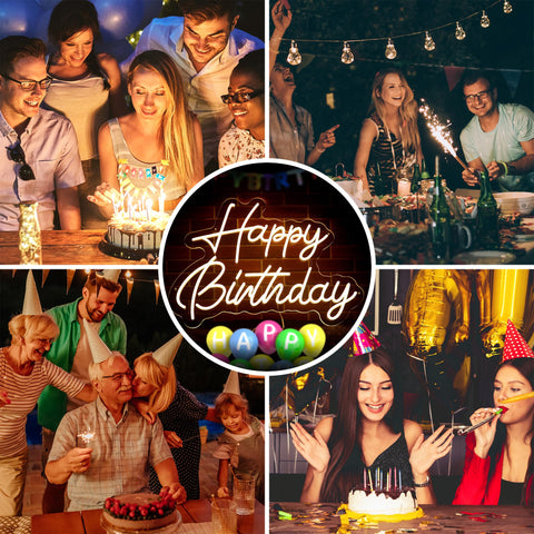 KSCKXGG Happy Birthday neon sign enhances bedroom or party ambience.