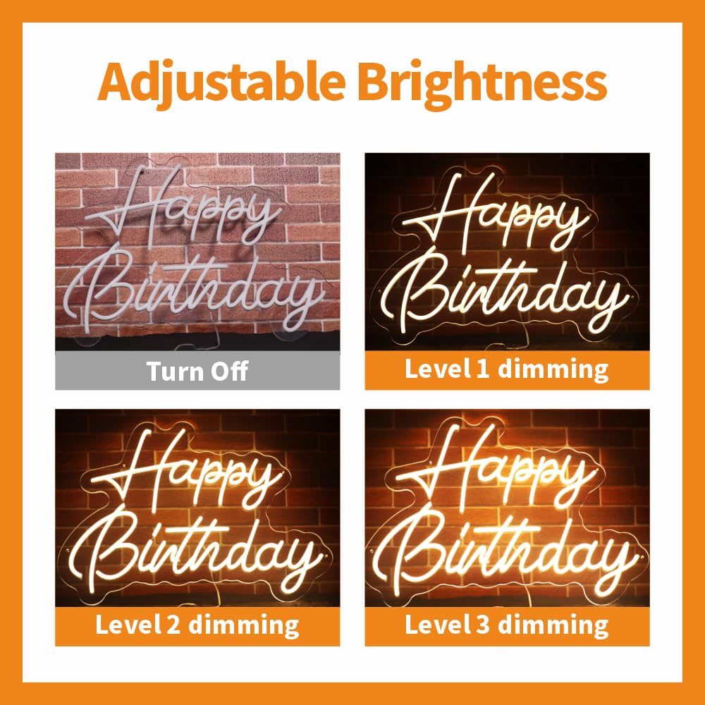 KSCKXGG Happy Birthday neon sign is wall-mount ready for easy setup.