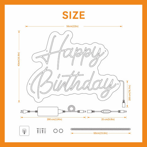 KSCKXGG Happy Birthday neon sign warm white light creates cozy room ambiance.