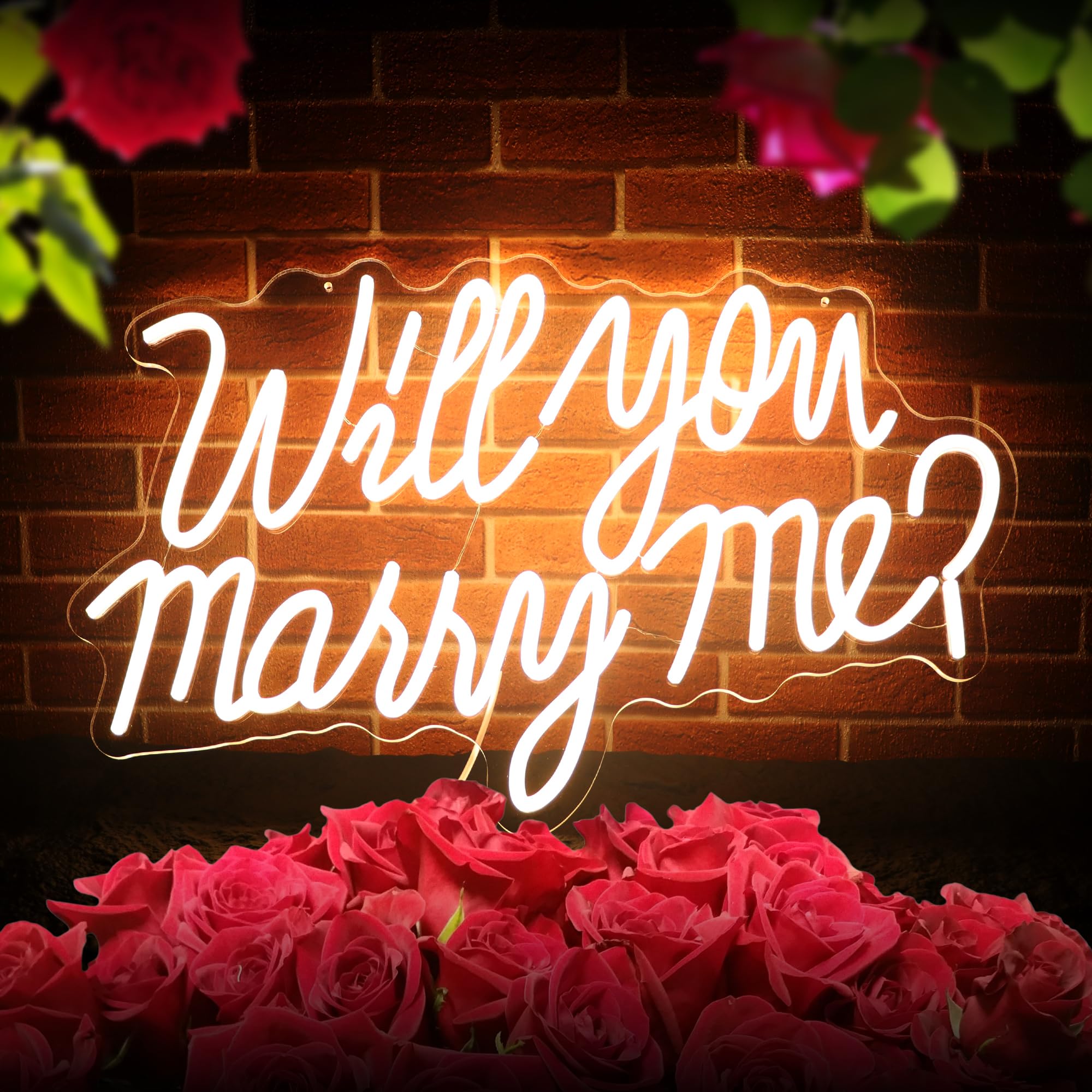 KSCKXGG Will You Marry Me neon sign backdrop creates romantic proposal lighting