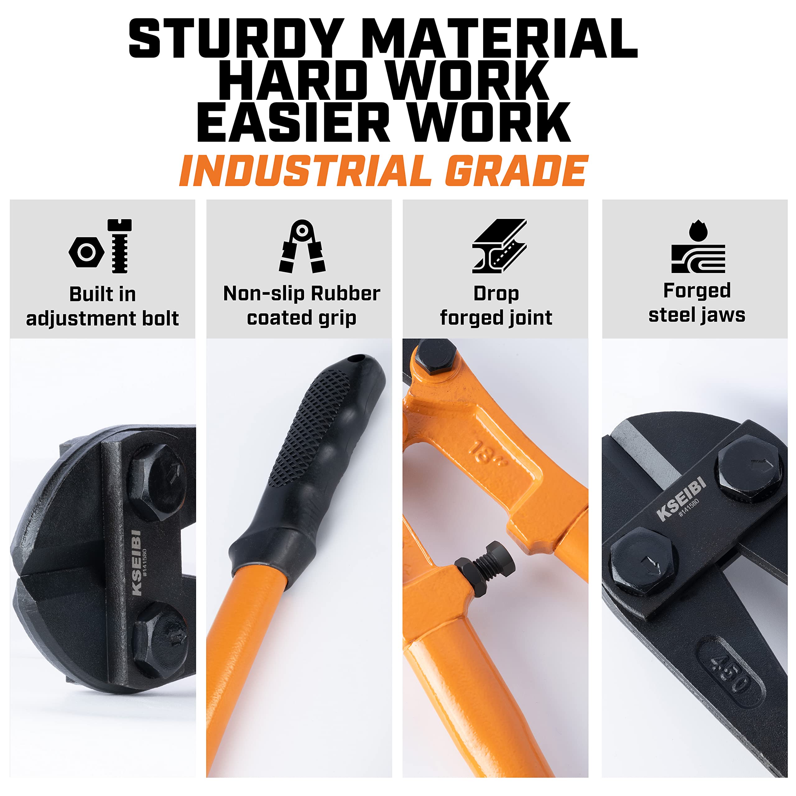 KSEIBI 141590 bolt cutter handling bolts and threaded rods with leverage.