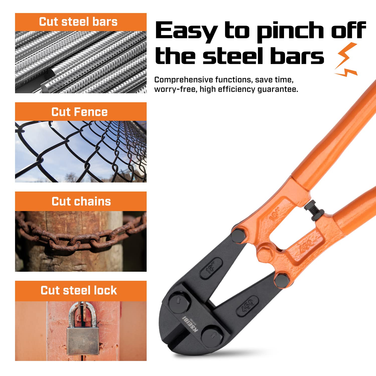 KSEIBI 141590 long handles provide greater leverage for tough metal work.